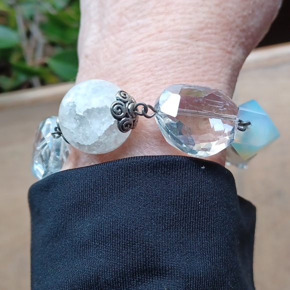 Bracelet white marble quartz stones moonstones - Picture 8 of 9